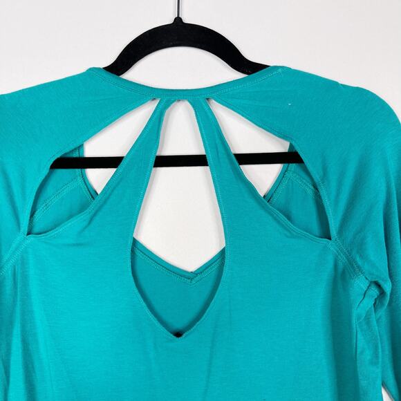 Calia By Carrie Underwood XSmall XS Teal Keyhole Back Long Sleeve Top VNeck Tee - Picture 5 of 5